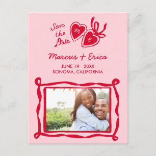 Heart Locket Custom Photo Initials Save the Date Postcard