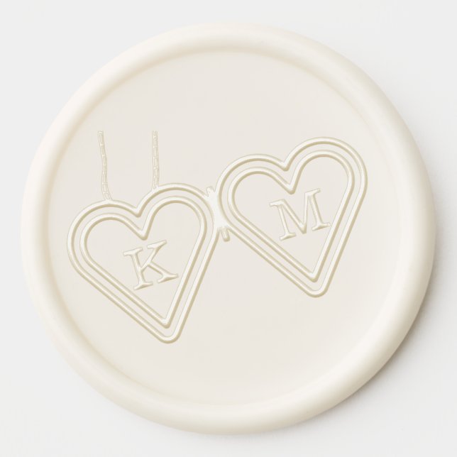 Heart locket wedding bridal initial personalized wax seal sticker (Front)