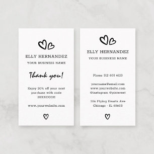 Heart Logo Black Thank You Vertical Discount Card