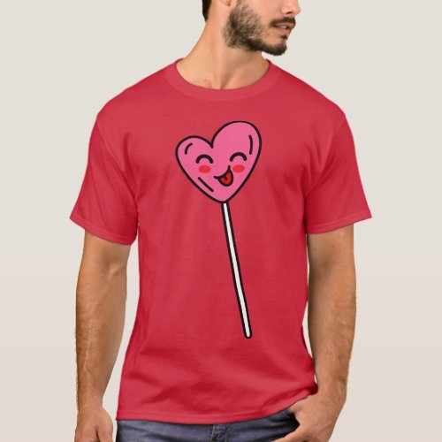 Heart Lollipop Kawaii Lollypop Vaentines Day T_Shirt