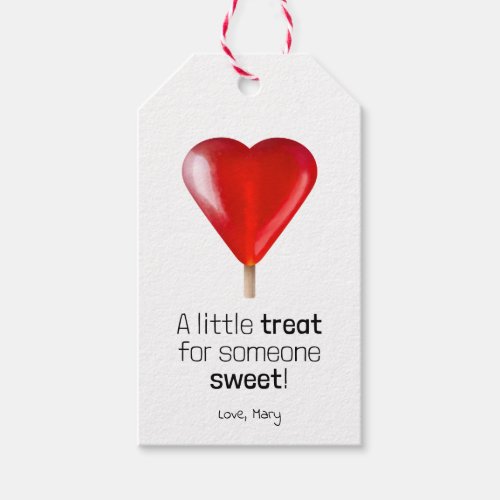 Heart Lollipop red Valentines little sweet treat Gift Tags