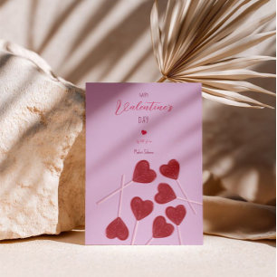 Heart Lollipops on Pink – Valentine’s Day Party  Holiday Card