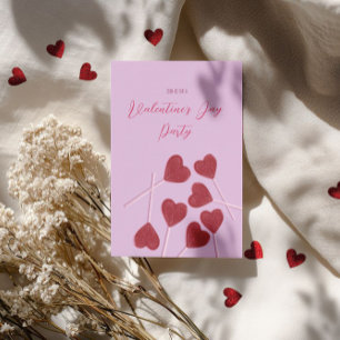 Heart Lollipops on Pink – Valentine’s Day Party Invitation