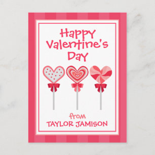 Heart Lollipops Personalized Valentine's Cards
