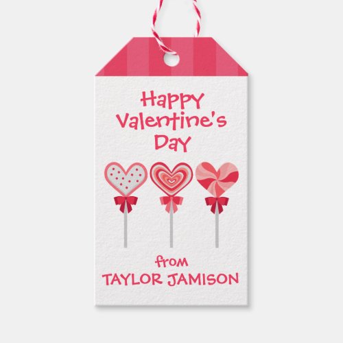 Heart Lollipops Personalized Valentines Gift Tags