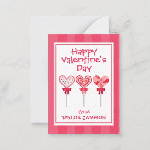Heart Lollipops Valentines Classroom Cards