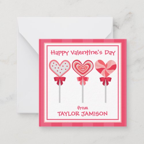 Heart Lollipops Valentines Gift Enclosure Cards