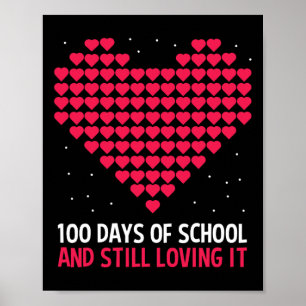 Heart Love 100 Days Of School Gift For Teacher Stu Poster
