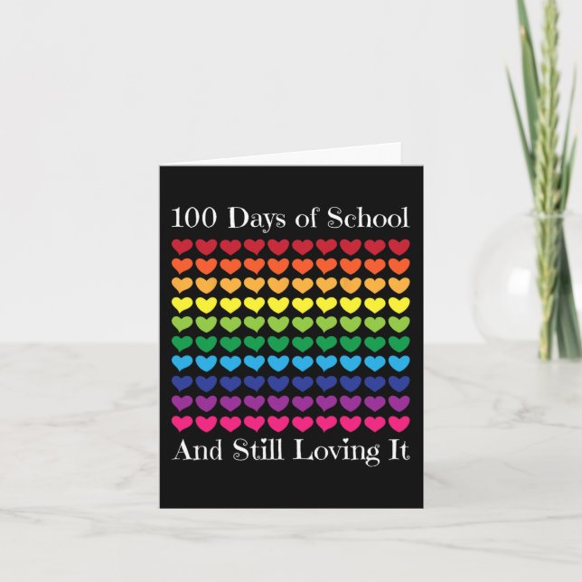 Heart Love 100 Days Of School  Teacher Boy Girl Gi Card (Front)