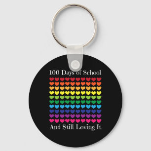 Heart Love 100 Days Of School Teacher Boy Girl Gi Keychain