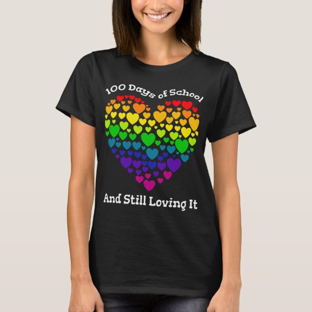 Heart Love 100 Days Of School Teacher Boy Girl Gif T-Shirt (Front)