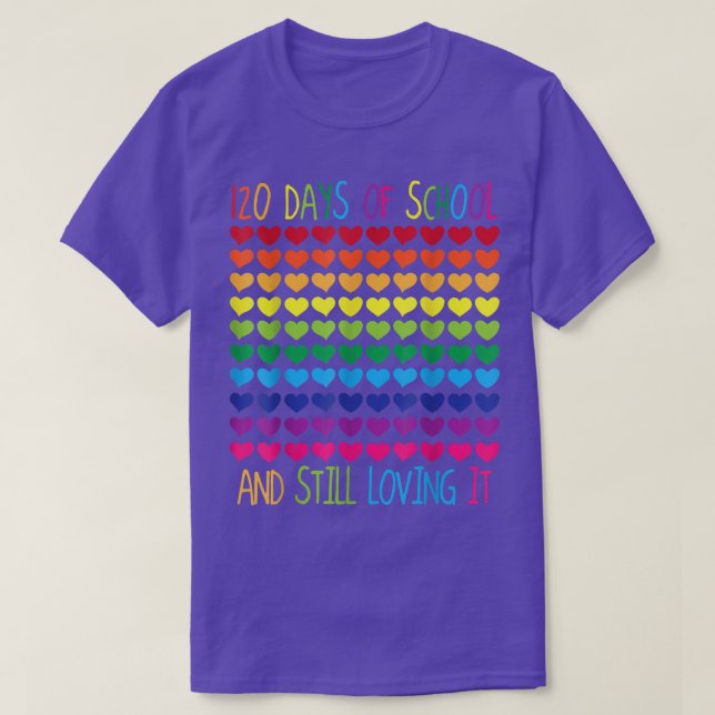 Heart Love 120 Days Of School  Teacher Boys Girls  T-Shirt (Design Front)