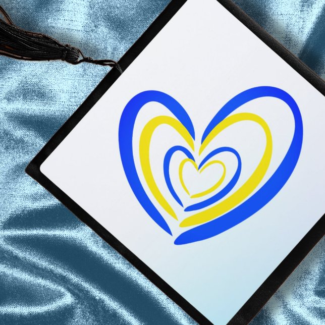 Heart Love and Peace Anti War Blue Yellow Ukraine Graduation Cap Topper (Creator Uploaded)