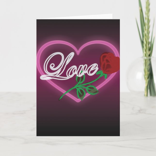 Heart, Love and Rose Greeting Card (Front)