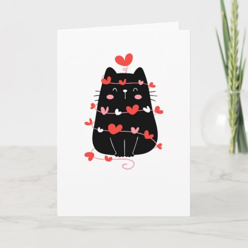 Heart Love Cat Valentine Day Cat Lovers Card