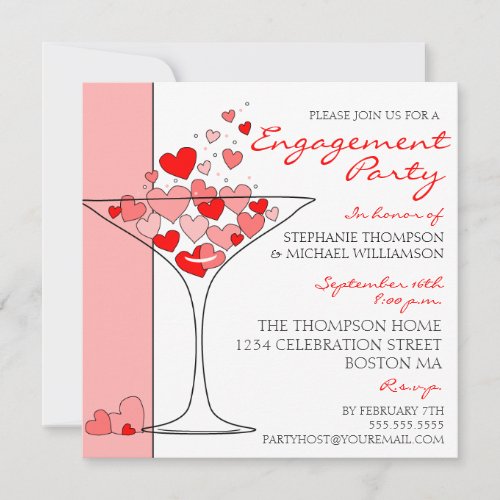 Heart Love Cocktail Engagement Party Invitation