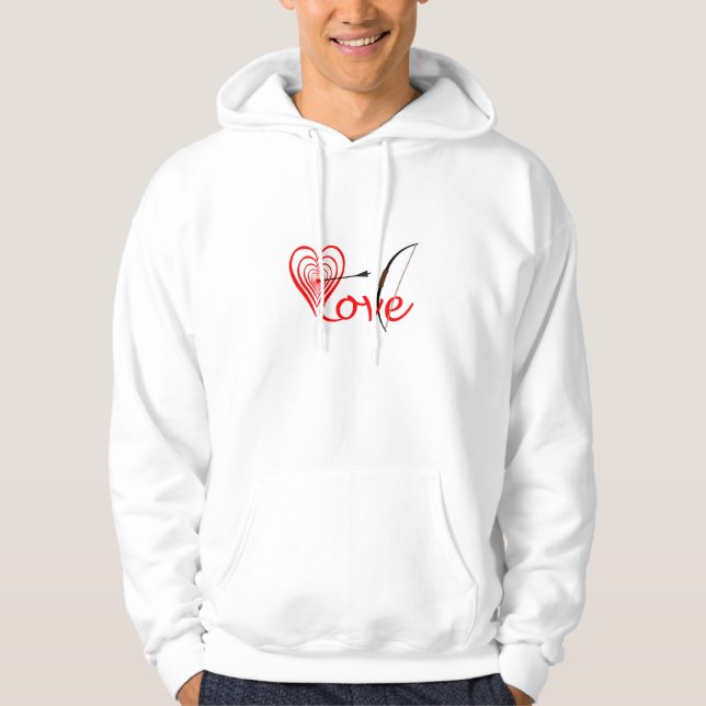 heart love disk with arrow and bow hoodie (Front)