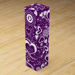 Heart Love Doodles Purple-White-Wine Gift Box
