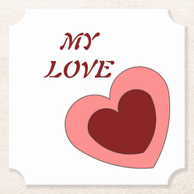HEART LOVE GIRLFRIEND WIFE ANNIVERSARY GIFT PARTY PAPER COASTER (Front)