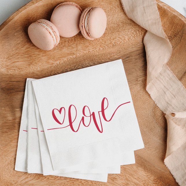 Heart Love Hand Written Napkins (Love hand lettered napkin perfect for Valentine's Day or just celebrating Love.)