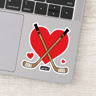 Heart Love Hockey Girls Hockey Sticks and Puck Sticker