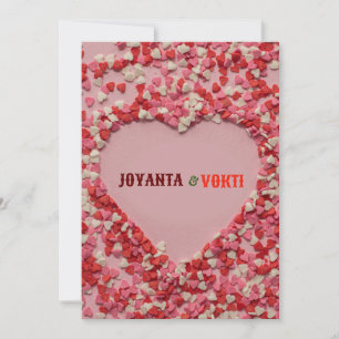 Heart love Joyanta & Vokti red maroon color Invitation