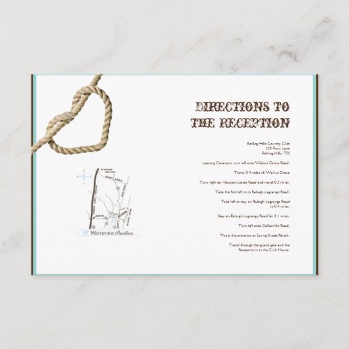 Heart Love Knot Western Wedding Directions Enclosure Card