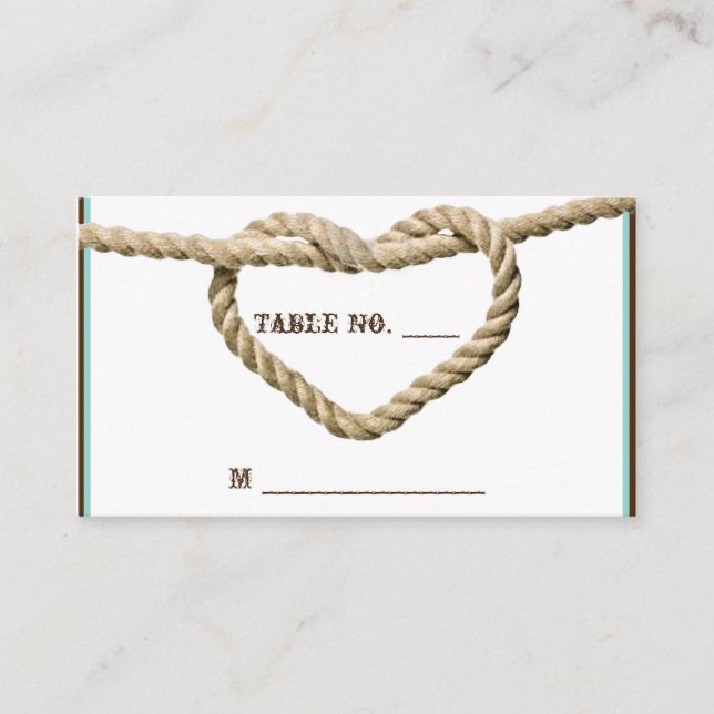 Heart Love Knot Western Wedding Place Cards (Front)