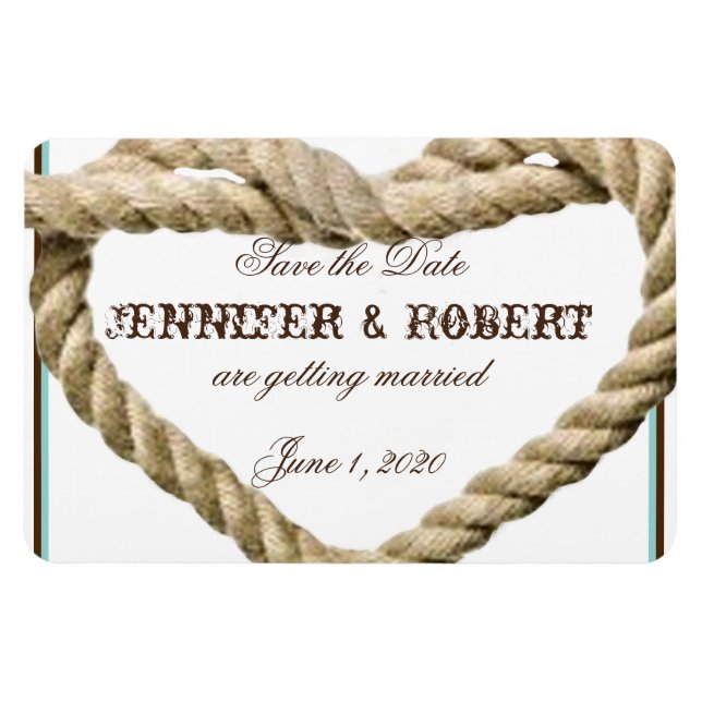 Heart Love Knot Western Wedding Save the Date Magnet (Horizontal)