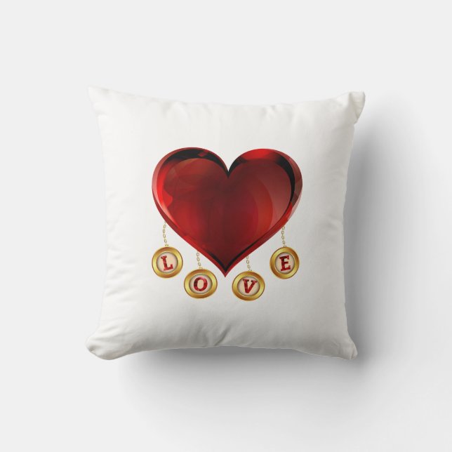 Heart Love Letters Design Romantic Typography Throw Pillow (Front)