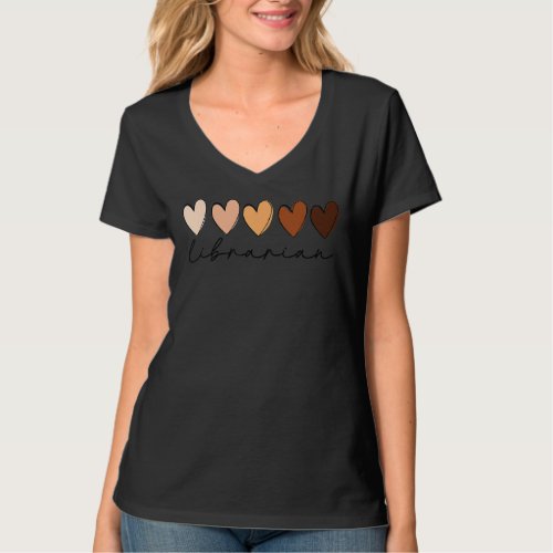Heart Love Librarian Melanin Black History Month F T_Shirt
