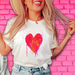 Heart Love Modern Watercolor Artsy Valentine's Day T-Shirt<br><div class="desc">This artistic, modern Valentine's Day shirt was designed using my colorful watercolor heart painted with bright hues of fuchsia pink, neon orange, and fluorescent red. The paint drips and splatters give the card a fun artsy, abstract feel. The trendy fonts and text can be customized for a fully personalized gift...</div>