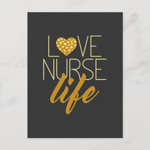 Heart Love Nurse Life Announcement Postcard