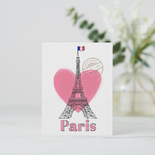 Heart Love Paris Eiffel Tower Postcard