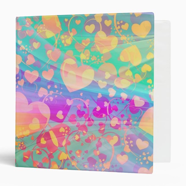Heart Love Pattern Pastel Design 3 Ring Binder (Front/Inside)
