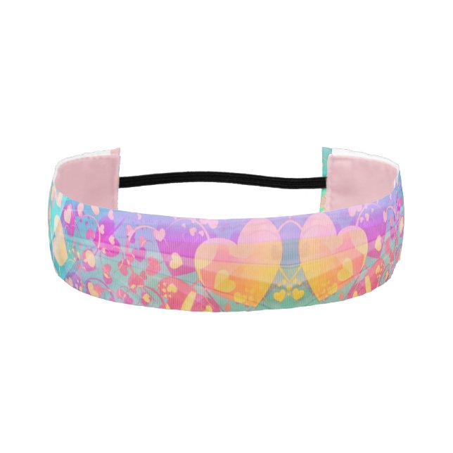 Heart Love Pattern Pastel Design Athletic Headband (Front)