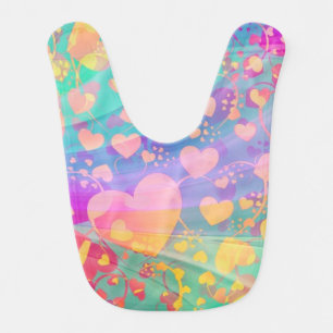 Heart Love Pattern Pastel Design Baby Bib