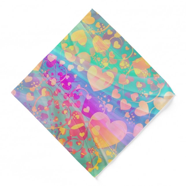 Heart Love Pattern Pastel Design Bandana (Front)