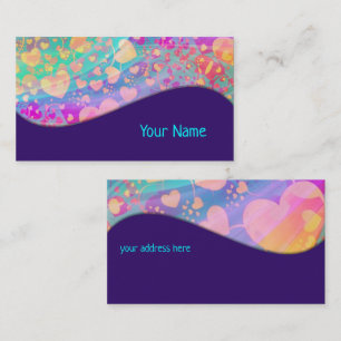Heart Love Pattern Pastel Design Business Card