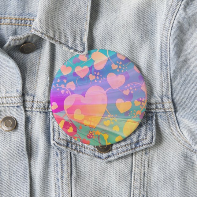 Heart Love Pattern Pastel Design Button (In Situ)