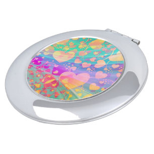 Heart Love Pattern Pastel Design Compact Mirror