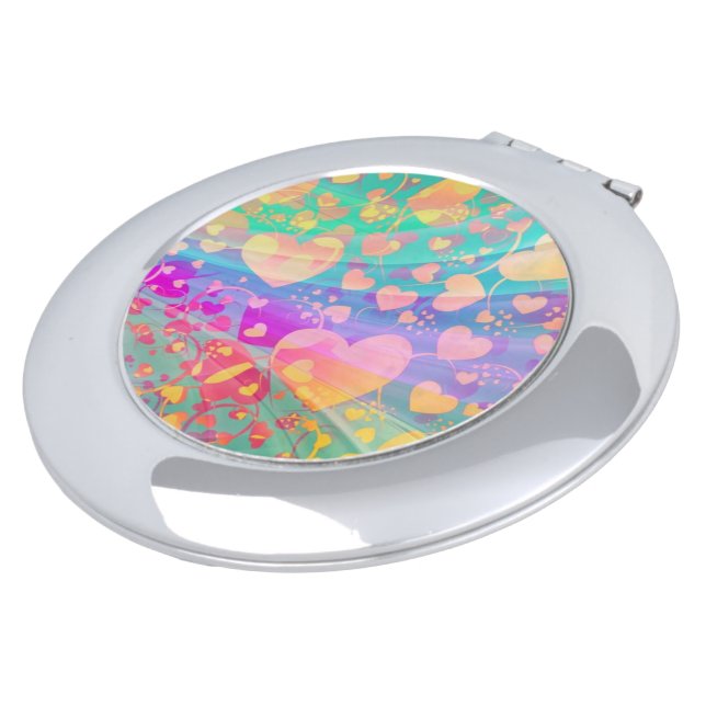 Heart Love Pattern Pastel Design Compact Mirror (Turned)
