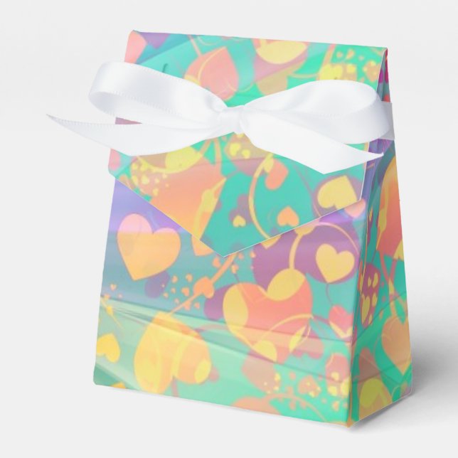 Heart Love Pattern Pastel Design Favor Boxes (Front Side)
