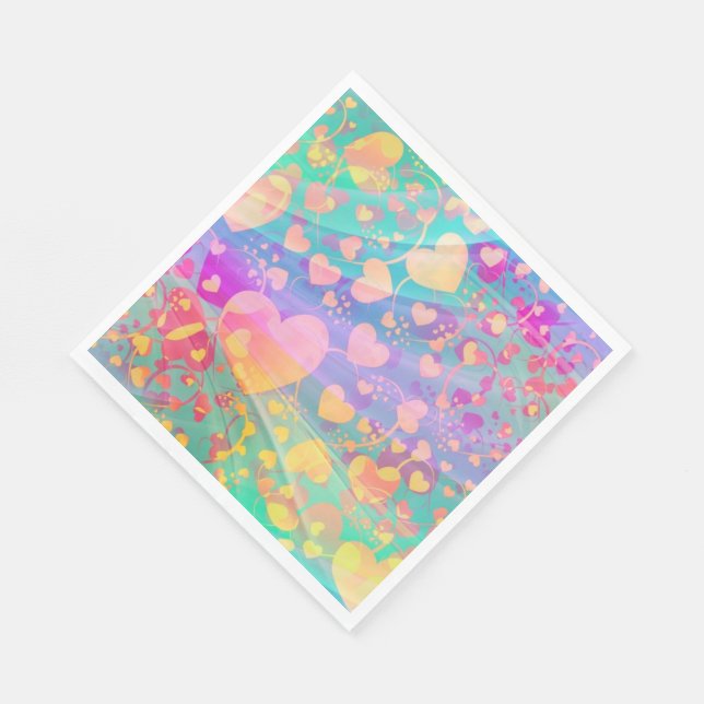 Heart Love Pattern Pastel Design Napkins (Corner)