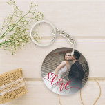 Heart Love Photo Keychain<br><div class="desc">Carry love with this photo card with a hand-lettered love with a heart.</div>