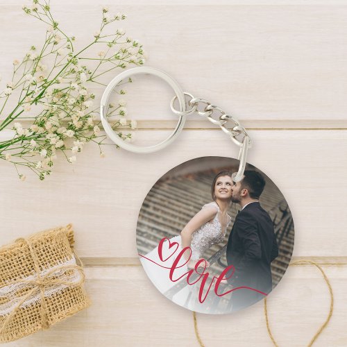 Heart Love Photo Keychain