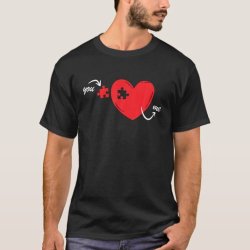 Heart Love Piece Missing Puzzles Funny Valentine D T_Shirt