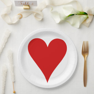 Heart Love Playing Card Shape Valentine's Day Paper Plates