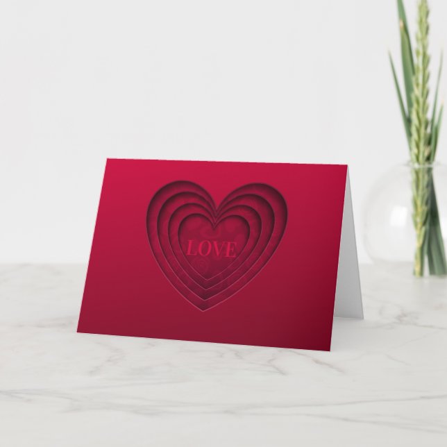 Heart "Love" - Red Holiday Card (Front)