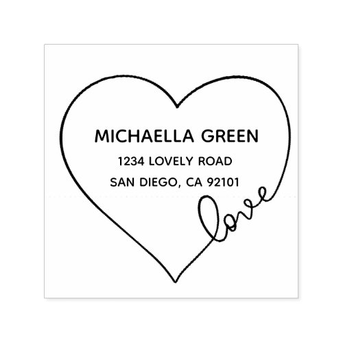 Heart Love  Return Address Rubber Stamp